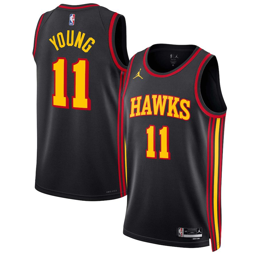 Men Atlanta Hawks 11 Trae Young Jordan Brand Black 2022-23 Statement Edition Swingman NBA Jersey